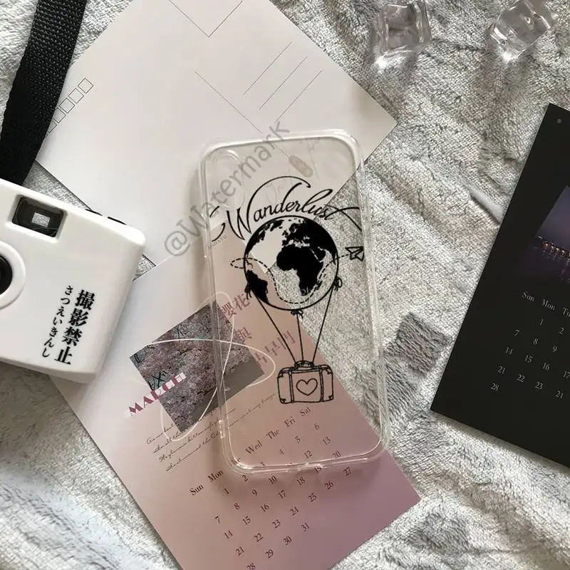 Airplane Map Travel Phone Case For IPhone 12 11 Pro Max Xs X Xr 7 8 6 6s Plus Se 2020 Transparent Cover | Мобильные телефоны и