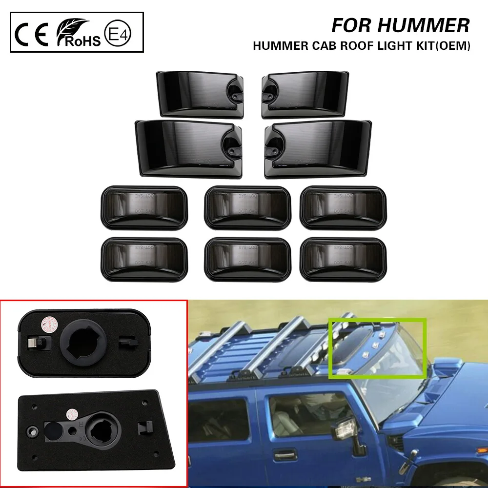 For Hummer H2 2003-2009 H2 SUT 2005-2009 Smoke Cab Roof Light Kit OEM style 10pc