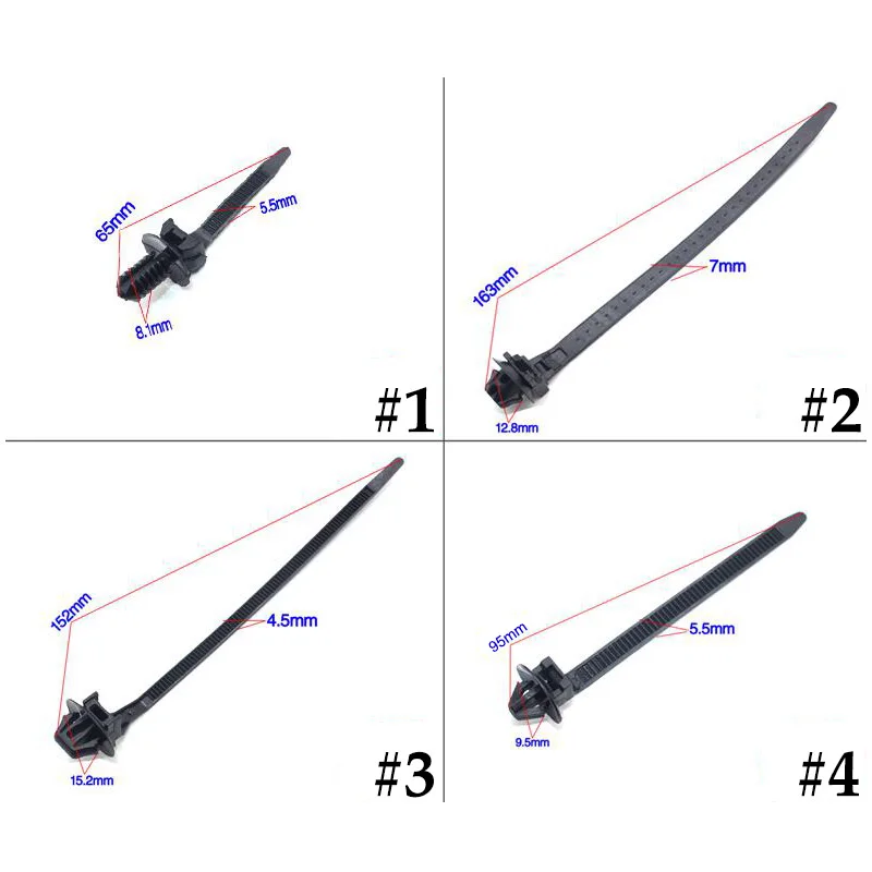 10pcs Vehicle Cable Tie for Ford Toyota Mazda Car Chassis Wire Harness Retainer Clips Nylon Zip Ties Push Mount Auto Fasteners | Автомобили