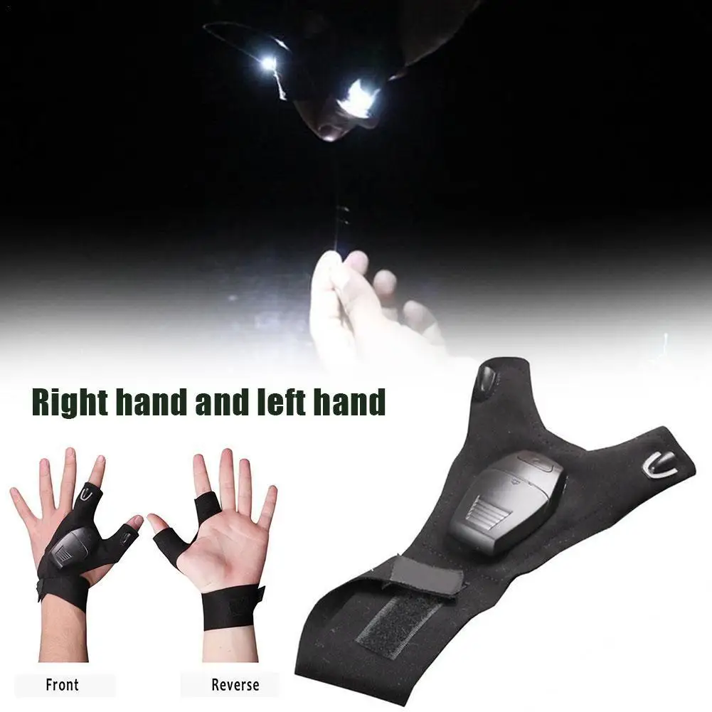 

Перчатки для рыбалки с светодиодный светильник из дышащего материала прочный ремешок инструменты для спасения Открытый пальцев фонарь всп...