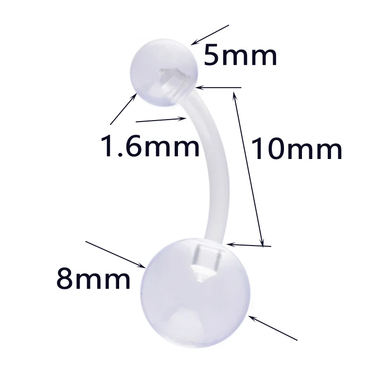 Пирсинг носа пупка 20 шт./компл. Акриловый пирсинг для ушей промышленный