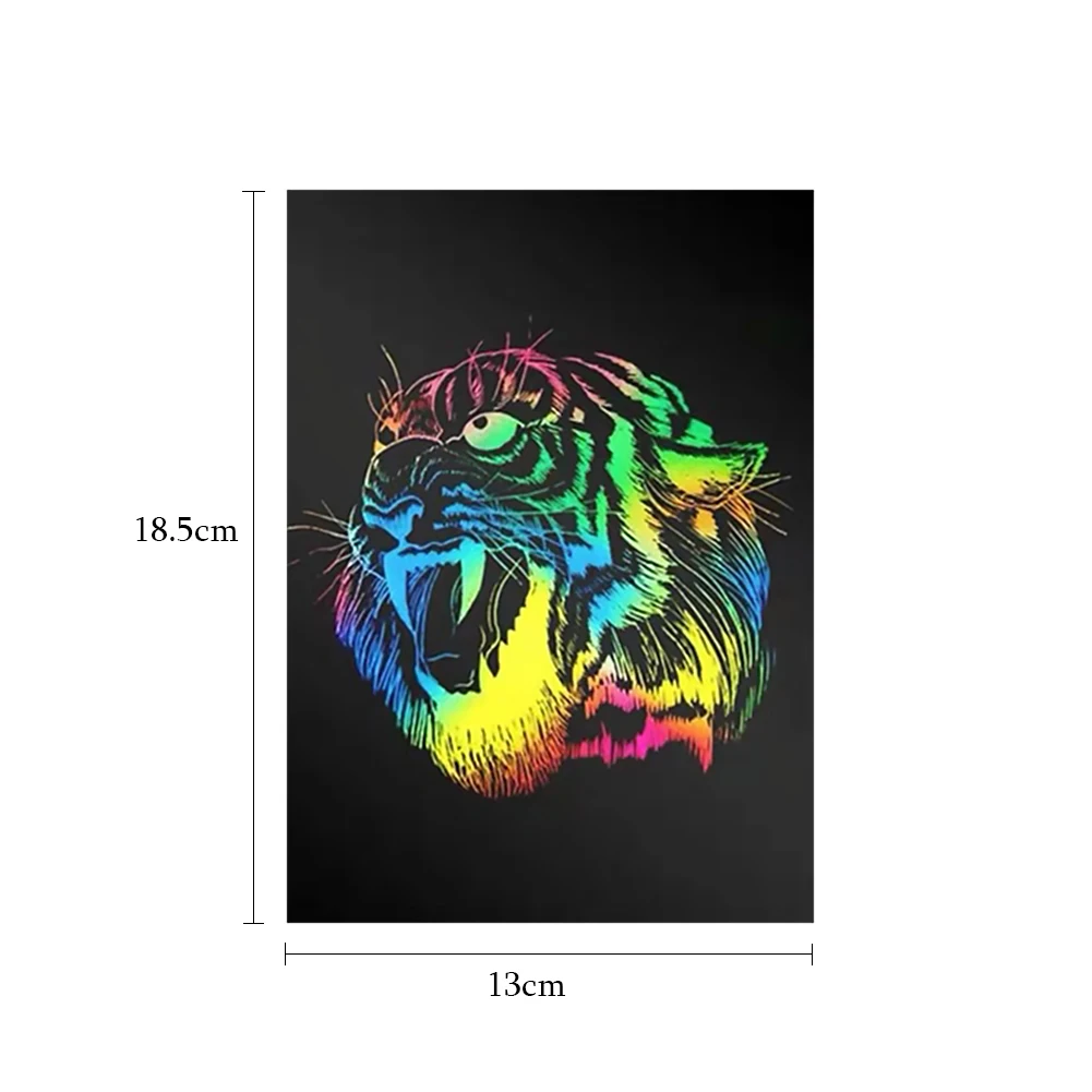 

50pcs 32K Scratch Art Paper Drawing Kit DIY Doodle Template Painting Toys Funny Painting Stick Doodle Template Kit Drawing Toys