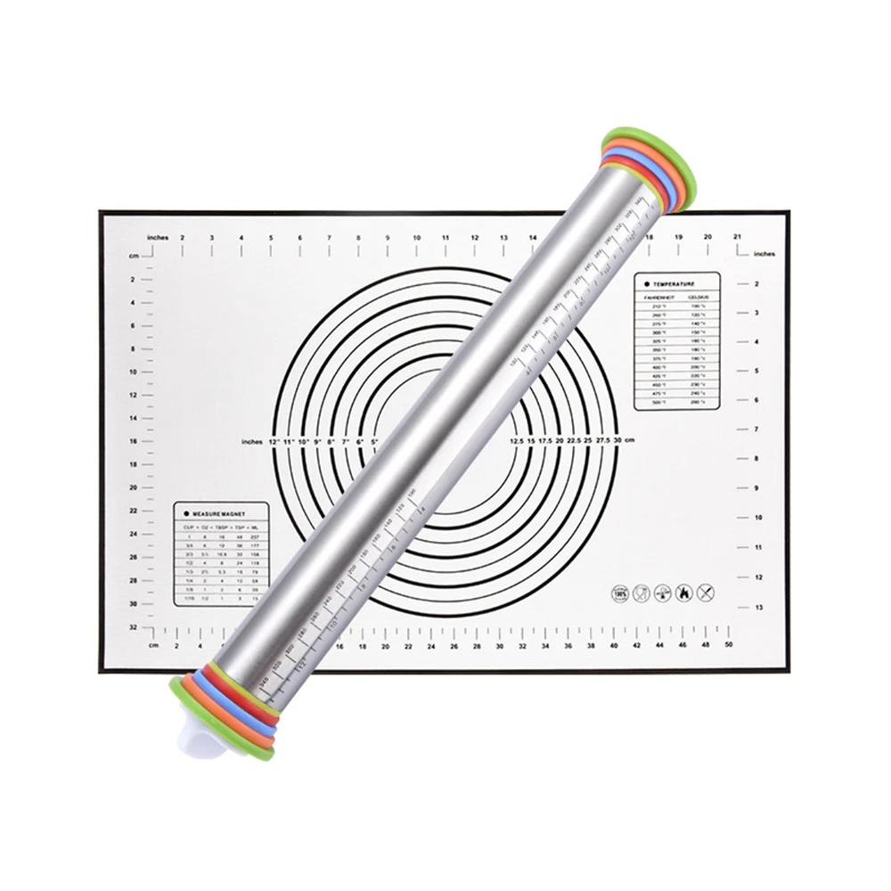 Скалка и разделочная доска из нержавеющей стали с 4 съемными кольцами