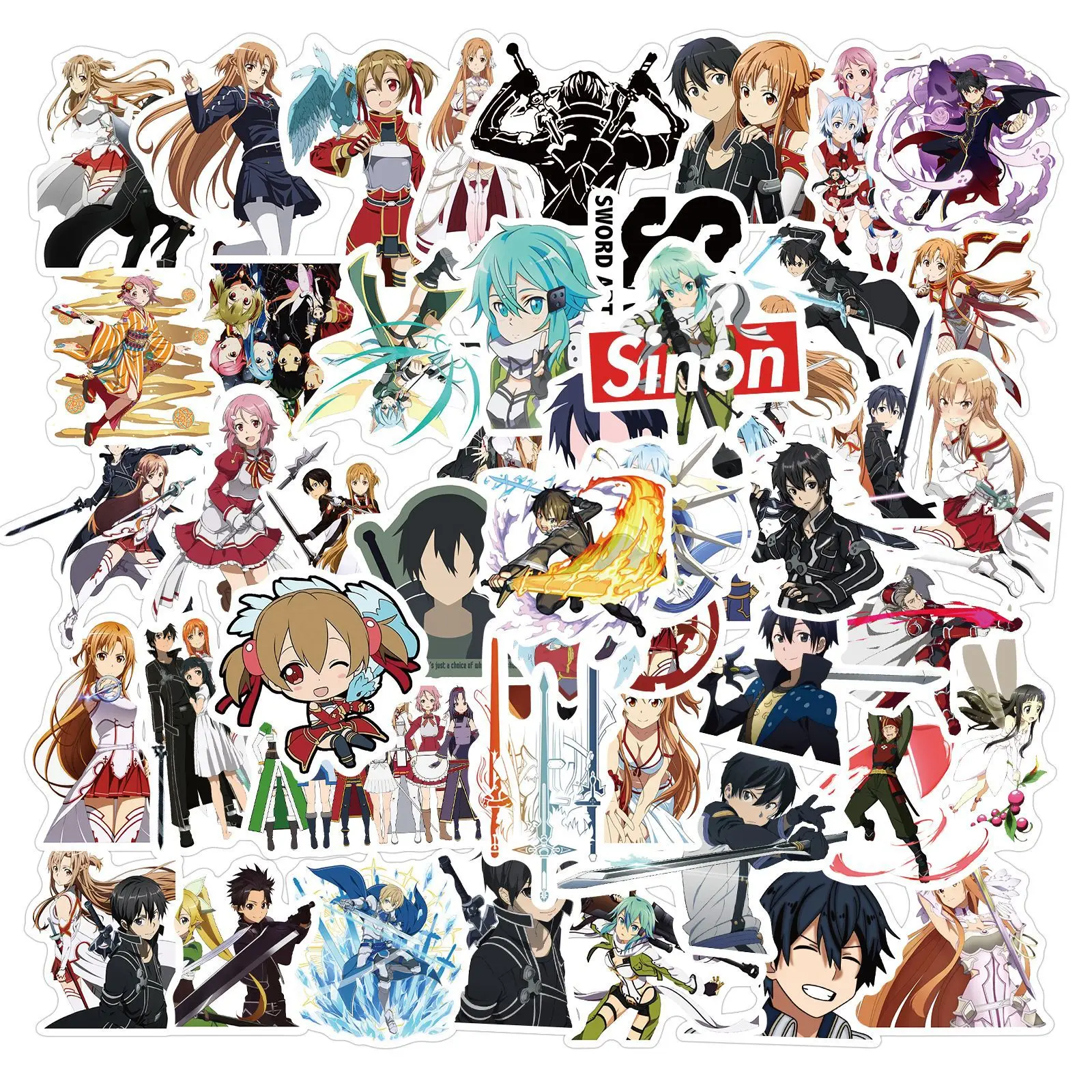 Sword Art-pegatinas de Anime para maleta, Laptop, equipaje, monopat&iacute;n, guitarra, dibujos animados, regalo para ni&ntilde;os, calcoman&iacute;as de juguete, 10/100 Uds.-2