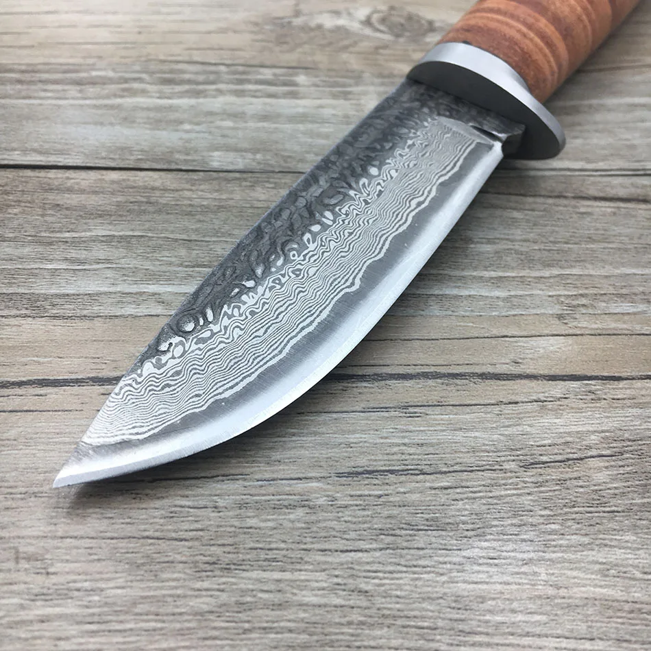 

58RHC High-carbon steel Straight Knife Forged Damascus steel Hunting Fixed Tactical Knives with scabbard