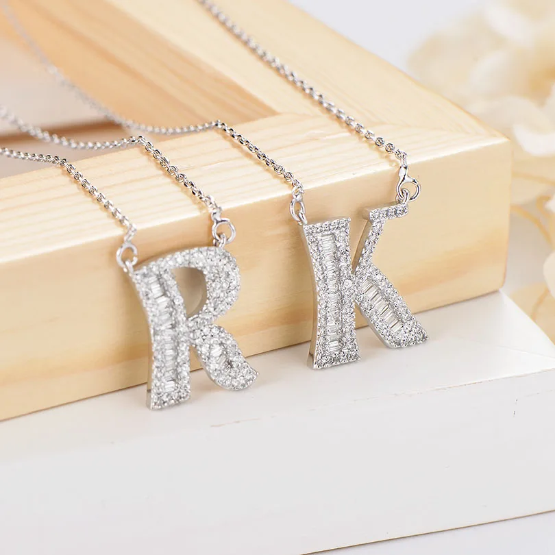 Pipitree художественный шрифт начальная A Z алфавит БУКВЕННОЕ ожерелье медь CZ циркон