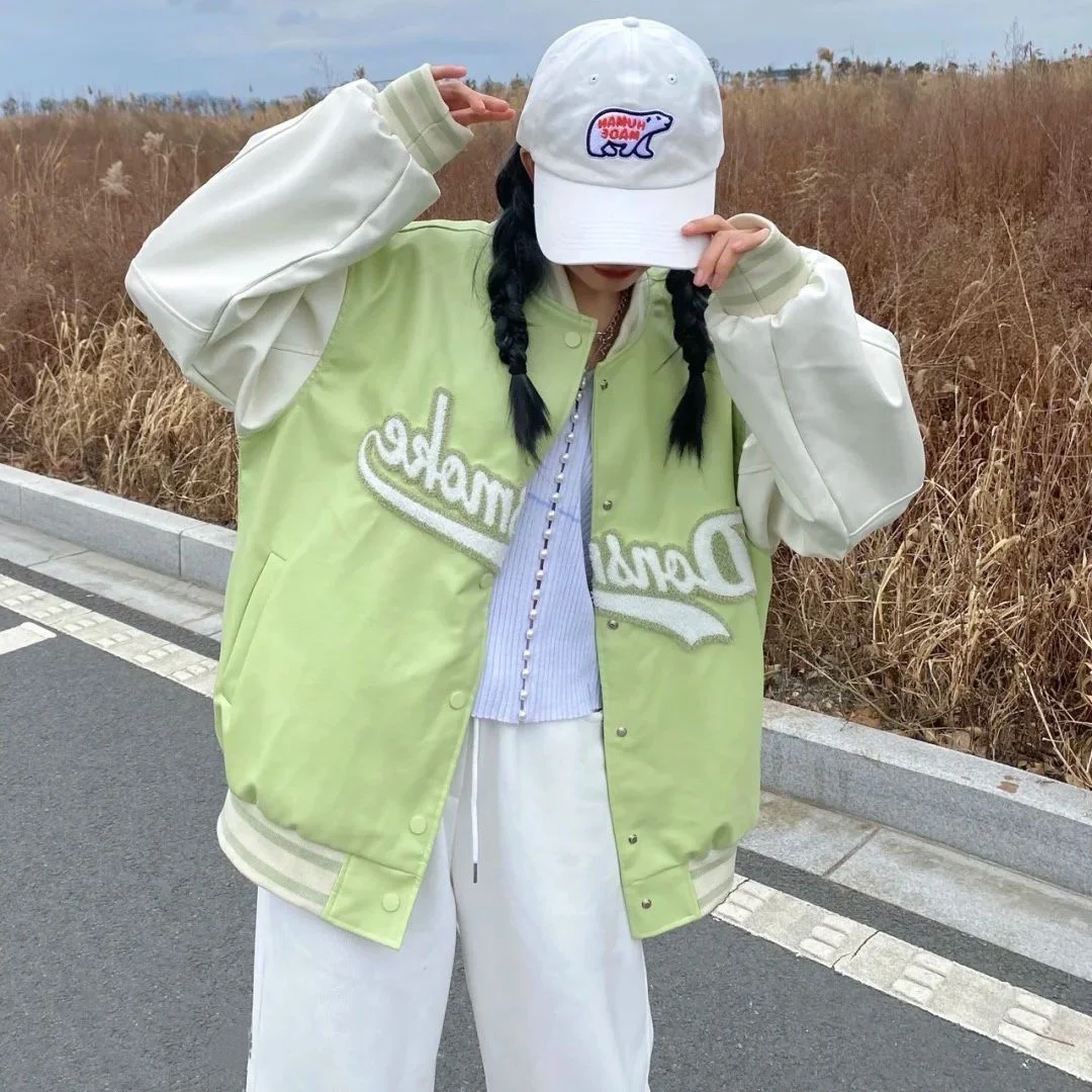 

American Streetwear Jacket Women Harajuku Oversized Baseball Uniform Jackets Vintage 2021 New Korean Loose Coats