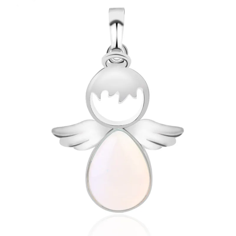 

2pcs / Bag Natural Crystal Stone Gems Pop Angel Wings Necklace Pendant Women Gift DIY New Jewelry Making Accessories/Send Chain