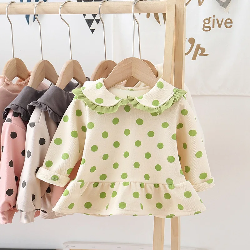 Зимнее детское платье в горошек для девочек коллекция 2019 года сезон осень