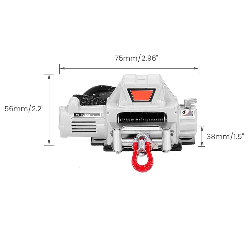 

2 Set Automatic Winch and Wireless Remote Controller Receiver for 1/10 RC Car Axial SCX10 for TRAXXAS, Grey & Red