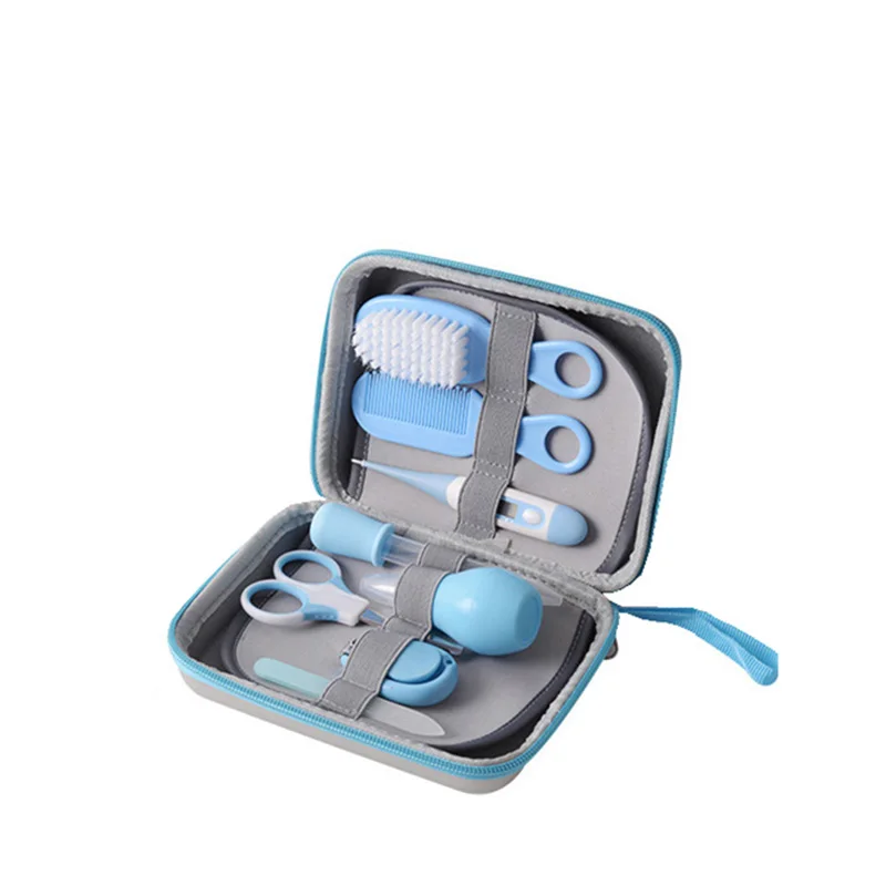 blue 02 8pcs 8 шт./компл. для новорожденных, для малышей и детей постарше для ухода за волосами, уход за волосами, уход за волосами, термометр Триммер очиститель Зубная щётка средства защиты Уход за лошадьми щетка по уходу за ребенком - Цвет: blue 02 8pcs