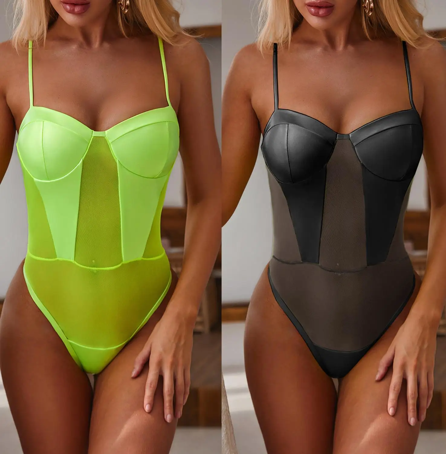 Соблазнительный Цельный купальник для женщин прозрачный боди Женский Монокини