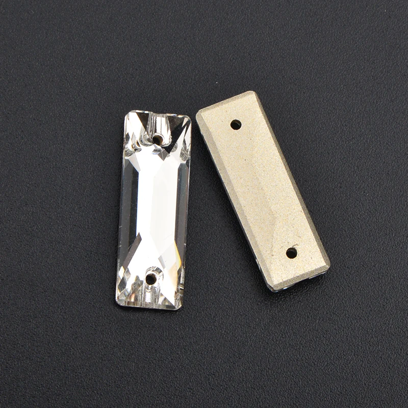 JUNAO 7*21mm Sewing Clear Rectangle Rhinestone Glass Stones Applique Flat Back Sew On Strass Crystal For Clothes Needlework | Дом и сад
