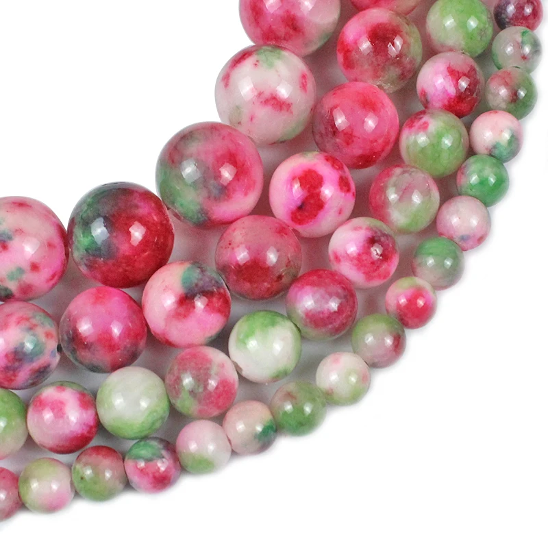 

White Green Red Persian Jades Stone Beads Round Loose Spacer Bead 15"Strand For Jewelry Making DIY Charm Bracelets 6/8/10/12MM