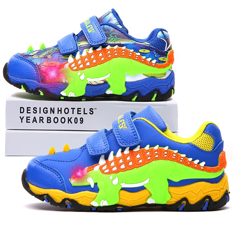 

Спортивные детские кроссовки Dinoskulls светильник Кая теннисная обувь для маленьких мальчиков, светодиодные спортивные детские тренировочные...