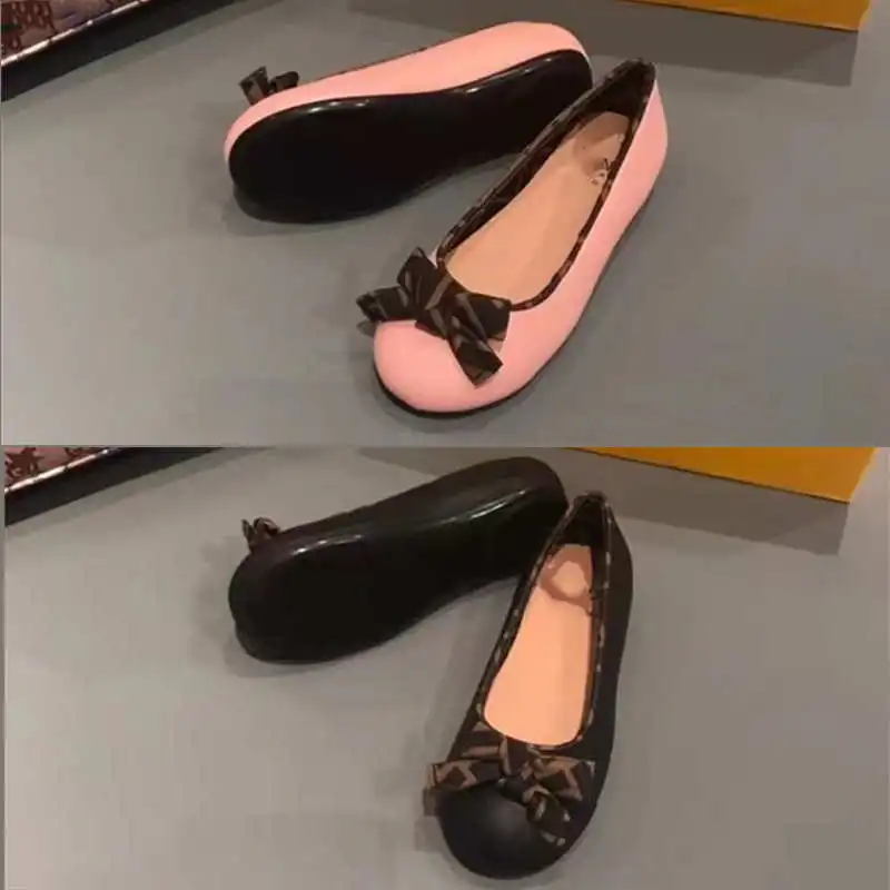 

New Kids Black Shoes for Girls Party Ballets Flats Infant Shoes Elegent Princess Pink Shoes Teenager Slip-on