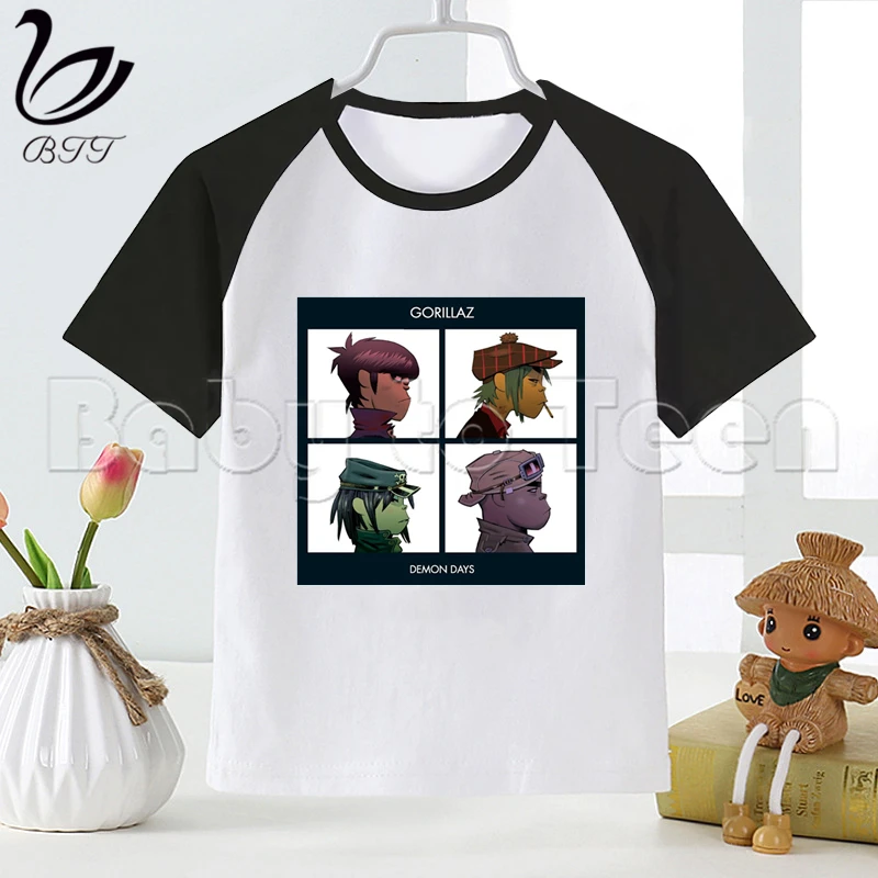 Gorillaz/футболка для мальчиков с рок группой летняя детская футболка топы маленьких