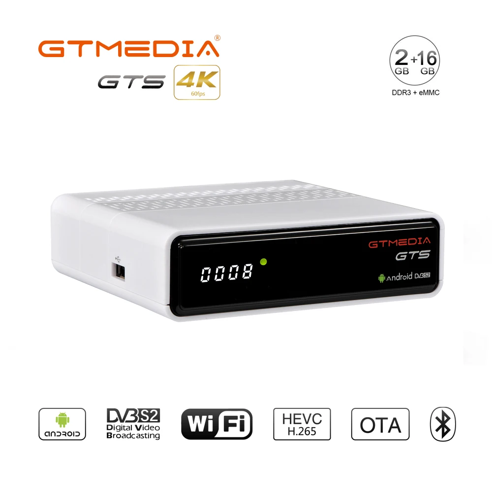 GTMEDIA GTS Android TV Box с цифра спутниковый телевизионный ресивер 4K DVB S2 Поддержка Bluetooth