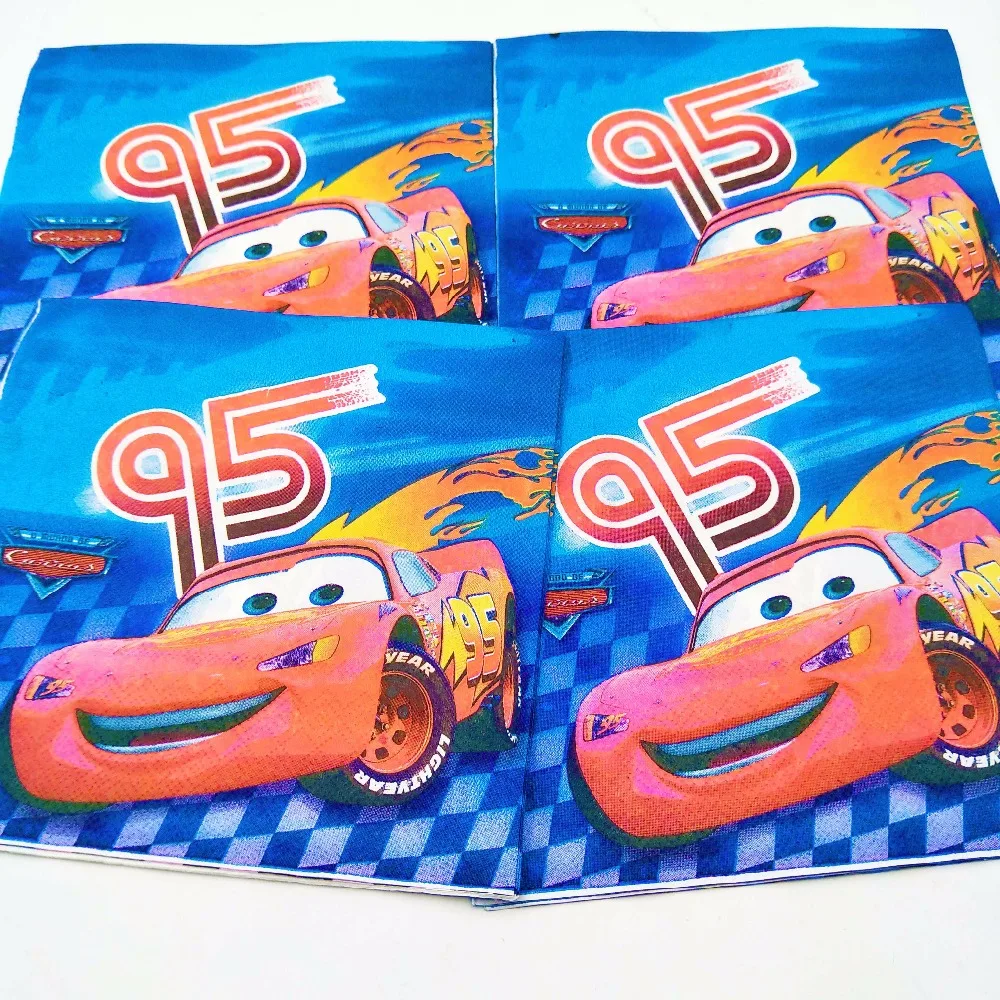 20 шт./пакет мультфильм Lightning Mcqueen вечерние поставки Бумага гигиенические салфетки на день рождения и для маленьких мальчиков вечерние Для Детский праздничный костюм сувениры салфетки