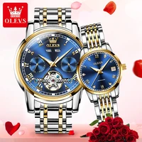 oelvs couple watch brand luxury automatic mechanical watch stainless steel waterproof clock relogio masculino couple gift