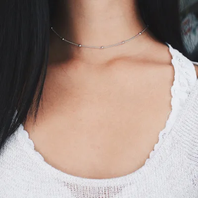 

Fashion small bead chain Choker necklace Collar for Women girls Clavicle Chain neck Chain Necklace Collier collares para mujer