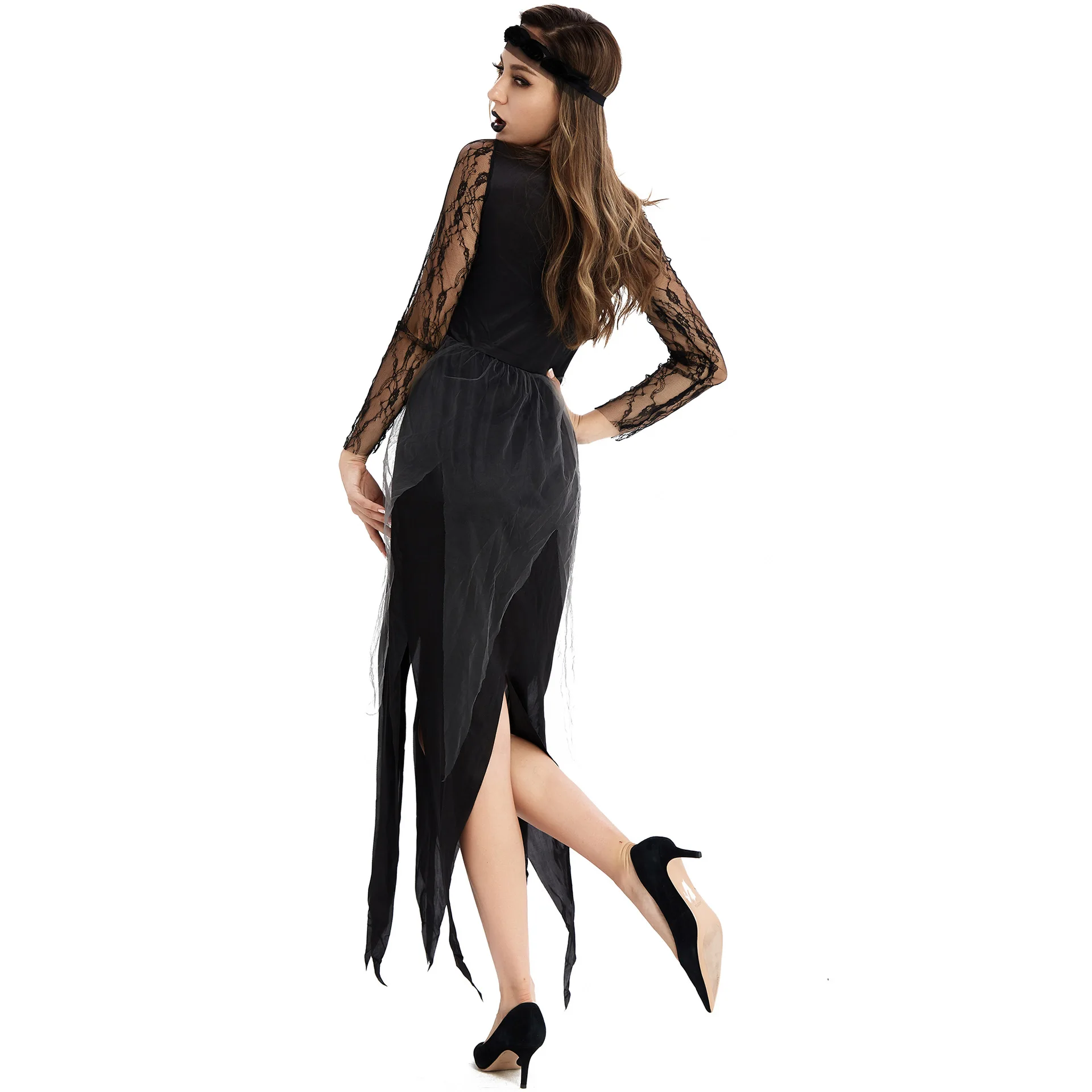 

GAMPORL M-XXL New Witch Long Skirt Dress Dark Vampire Cosplay Costumes Masquerade Performance Clothing Role-Playing Games Outfit
