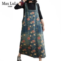 max lulu british fashion spring female vintage floral vest dresses women printed loose vestido female sleeveless dress plus size
