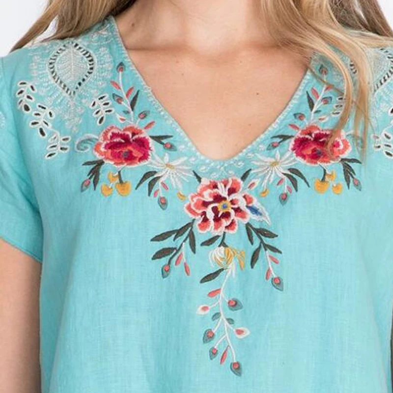 

Bohemian Embroidery Maternity Dresses For Pregnant Clothes V Neck Flowers Casual Maternity Clothings Pregnant Women Loose 2020