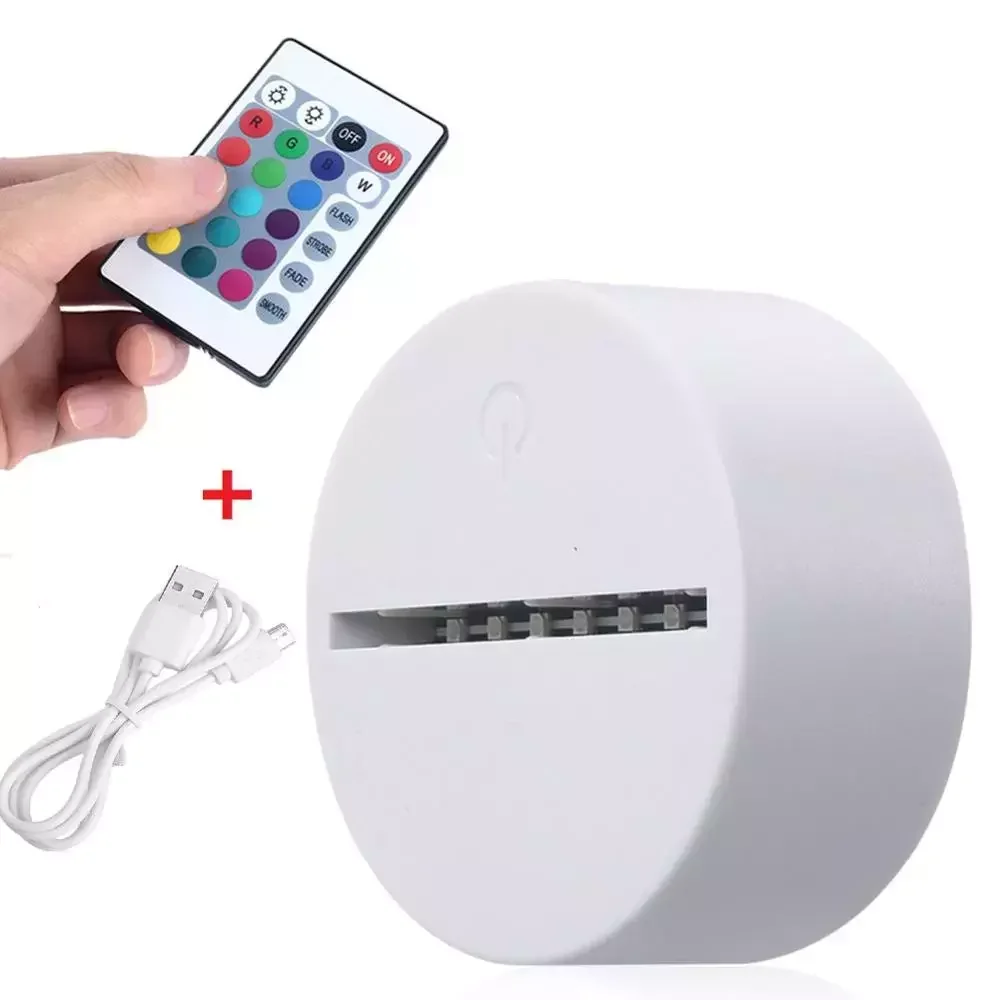

Сенсорный светодиодный 3D светильник с USB-кабелем, основа для 3D ночного светильника, сменный светодиодный ночник, 7 цветов, основа для разноцв...