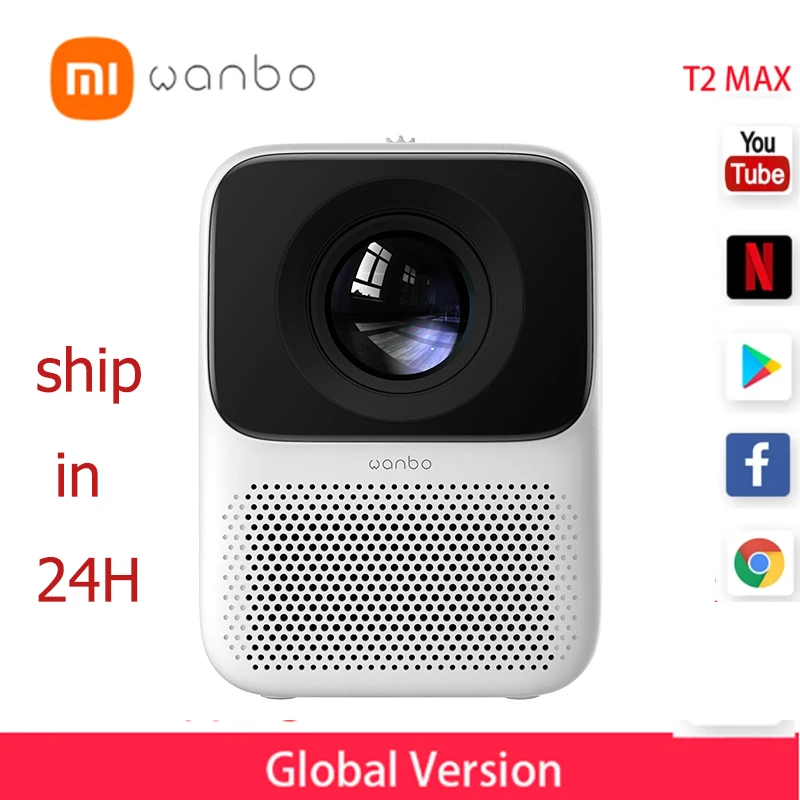 

Портативный проектор Xiaomi youpin Wanbo T2 Max 1080P, умный мини-проектор с поддержкой HDR10, Android, Wi-Fi, домашний кинотеатр, светодиодный проектор