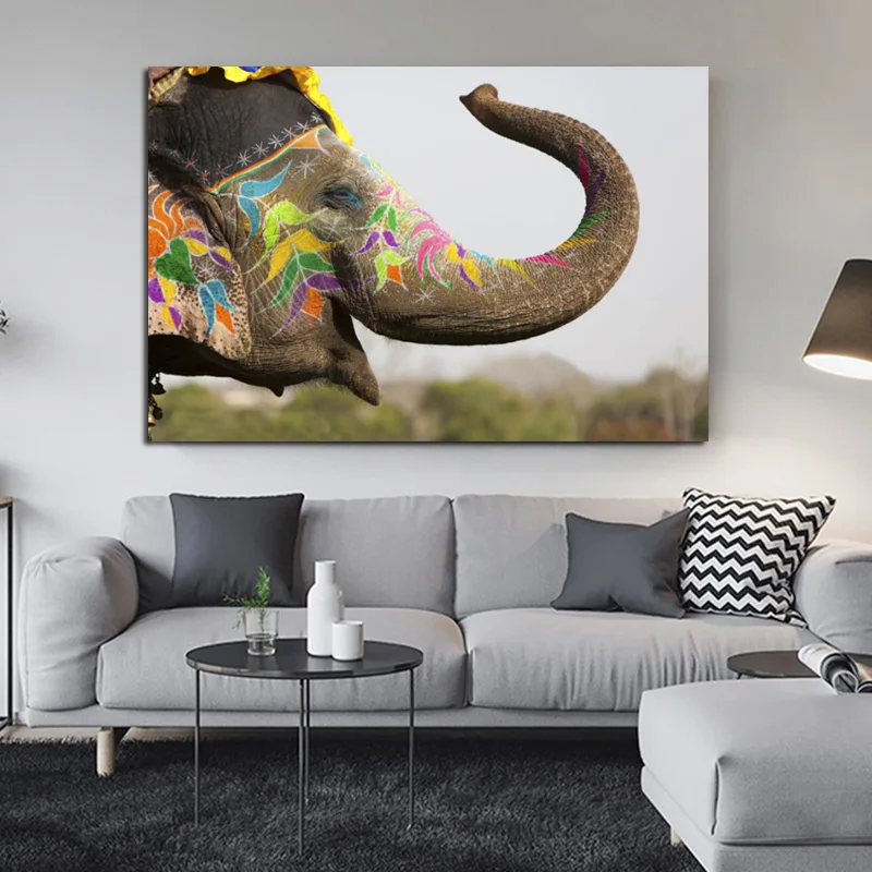 Художественные плакаты и принты с изображением животных на холсте красочные