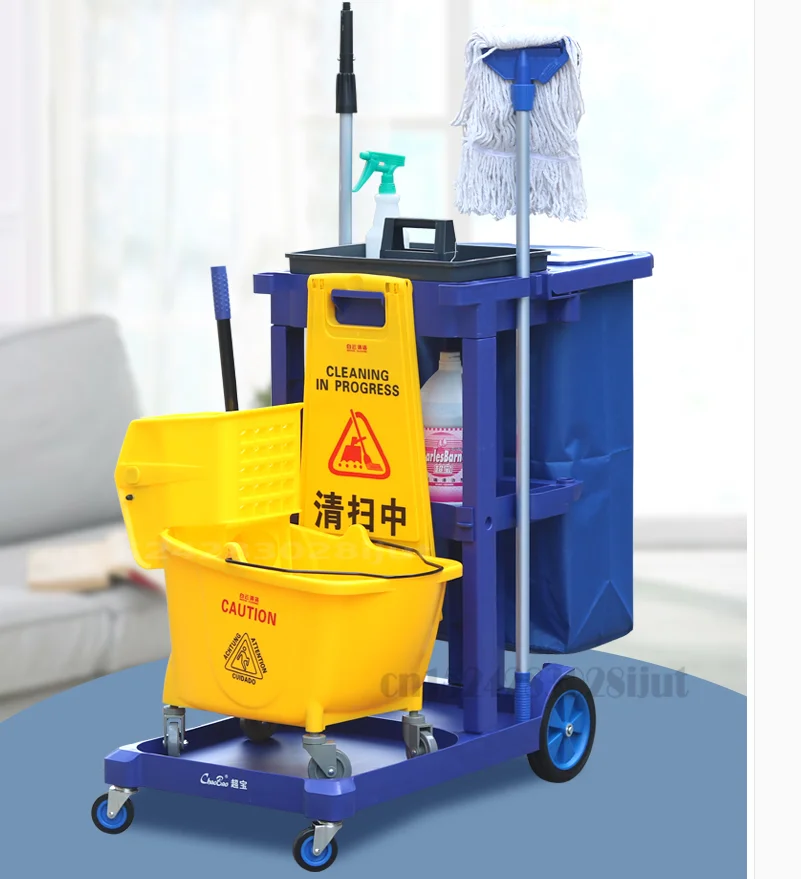 

Multifunctional Cleaning Vehicle Hotel Dining Vehicle Silent Trolley Thick Cleaning Tool Debris Vehicle Bearing 150 Kg