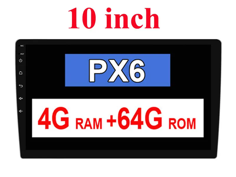 10in PX6 4G 64G 1 din Android 9,0 Восьмиядерный PX6 автомобильный Радио Стерео gps Navi Аудио Видео плеер блок ПК Wifi BT HDMI AMP 7851 OBD DAB+ SWC 4G+ 64G - Цвет: 10in PX6 4G 64G