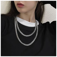 fashion cuban chain necklace hip hop punk style chain necklace stainless steel couple necklace for men and women