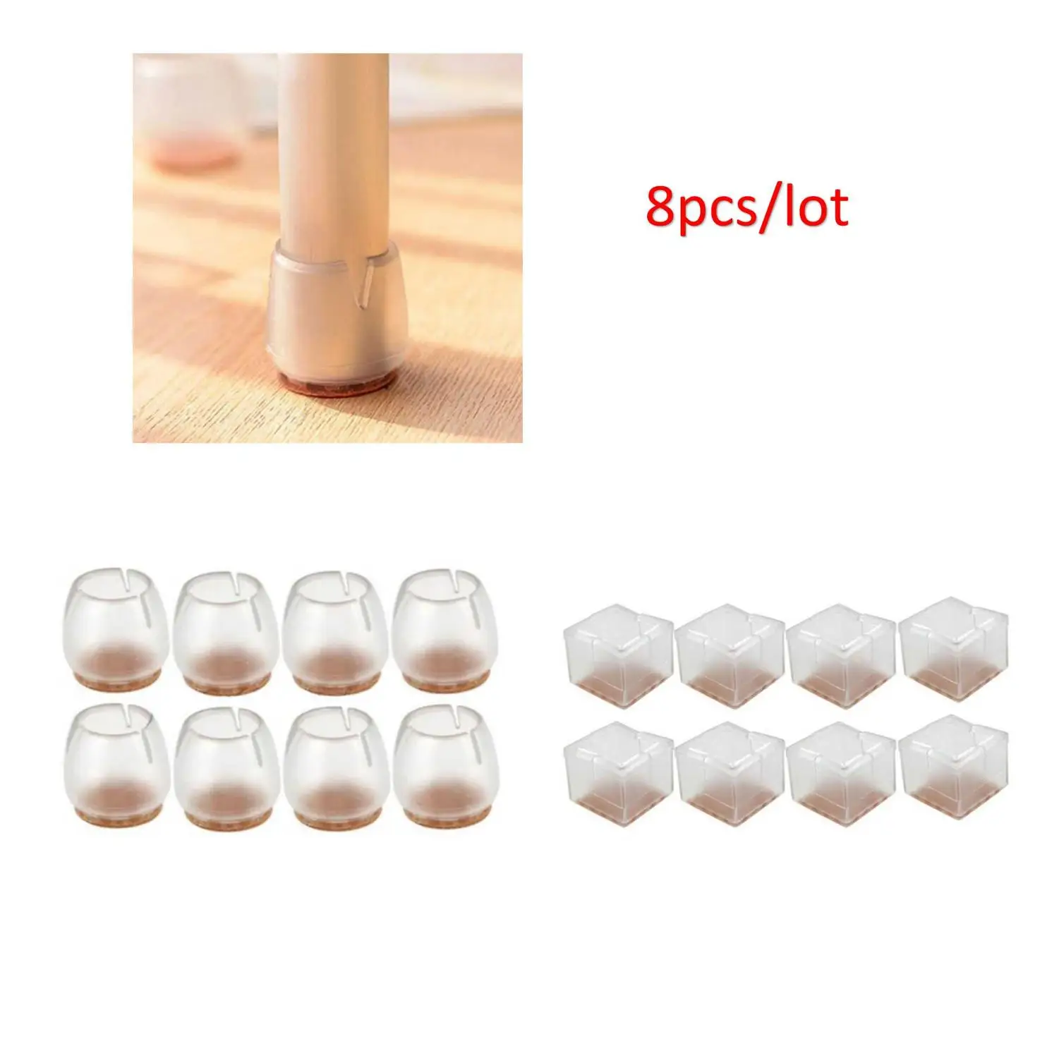 

8Pcs/Lot Table Chair Leg Mat Silicone Non-slip Table Chair Leg Caps Foot Protection Bottom Cover Pads Wood Floor ProtectorsK