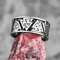 odin triangle viking symbol stainless steel mens rings punk hip hop for male boyfriend biker jewelry creativity gift wholesale