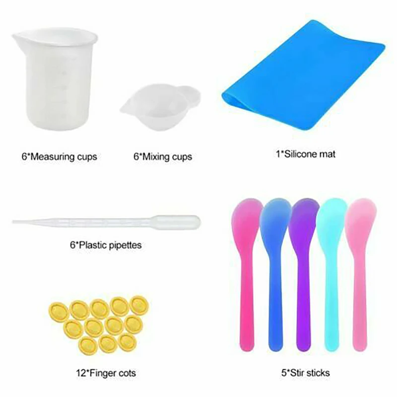 

36pcs Silicone Mixing Measuring Cups DIY Jewelry Kitchen Baking Mixing Jugs Tool Kit Droppers UV Resin Tools Set