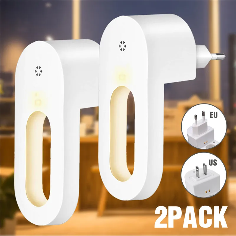 

2pcs Plug-in Night Light Warm White LED Night Lights Dusk to Dawn Sensor for Bedroom Bathroom Kitchen Corridor Stairs EU/US Plug