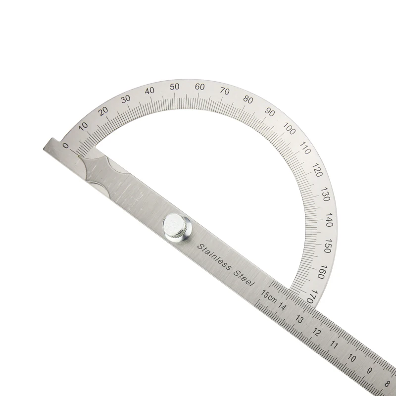 

180 Degree Adjustable Protractor Stainless Steel Round Head Rotary Angle Ruler Metal Mathematics Measuring Tools Caliper 0-100mm