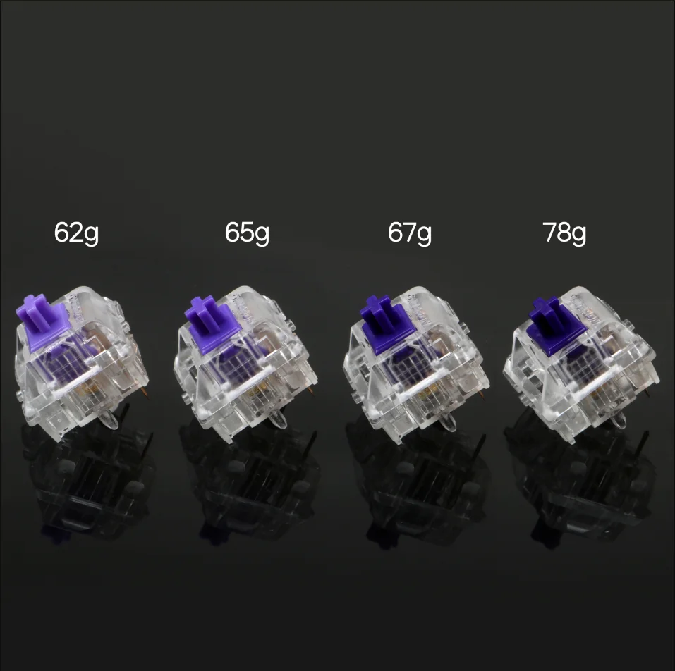 Zealio переключатели (тактильные) фиолетовый 62g 65g 67g 78g прозрачный корпус для