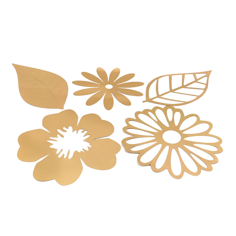 8 шт. ажурные золотые серебряные цветы листья настенные наклейки на день рождения