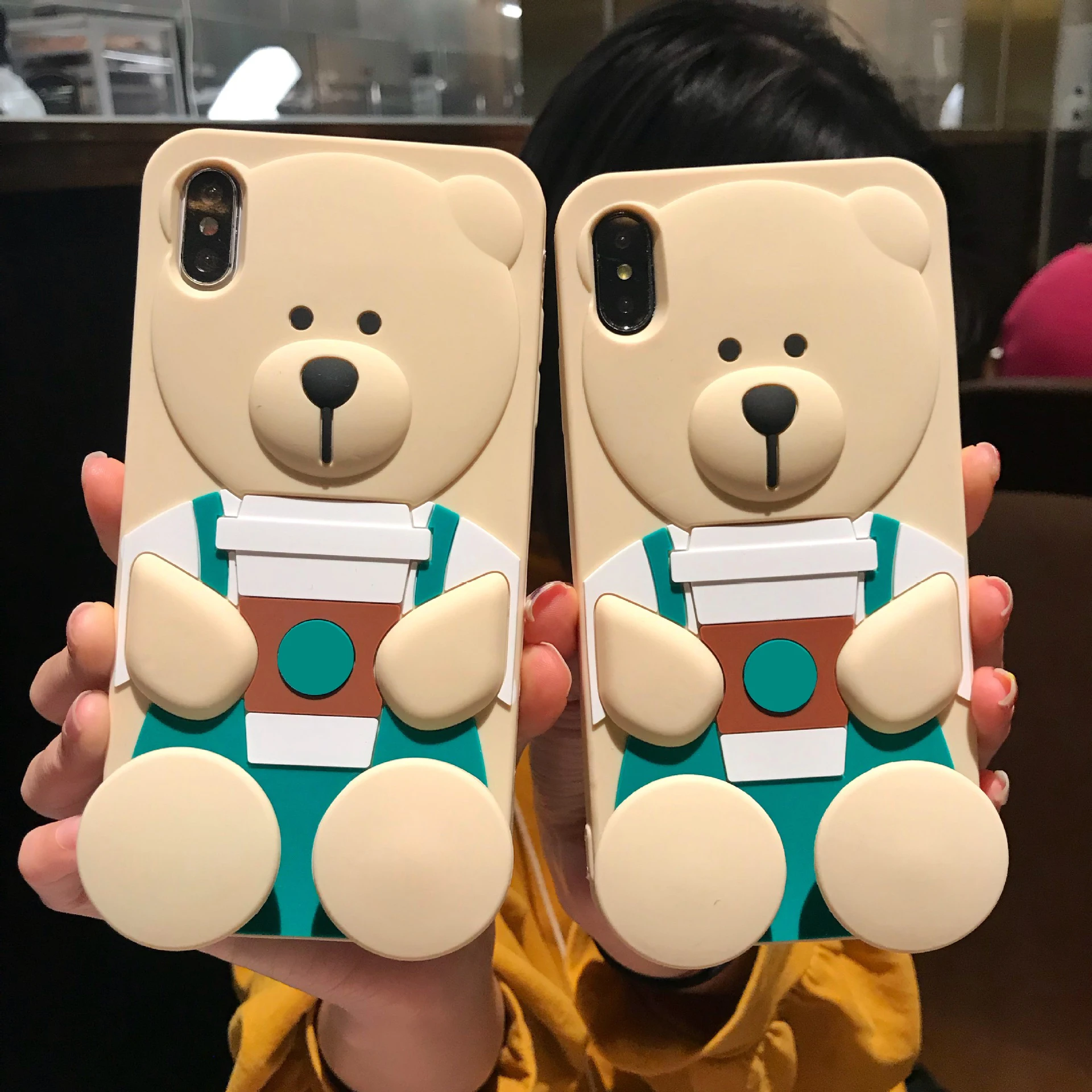 Чехол для телефона с милым медведем iPhone X XR XS Max7 8 6 6s Plus чехол рисунком кофейной