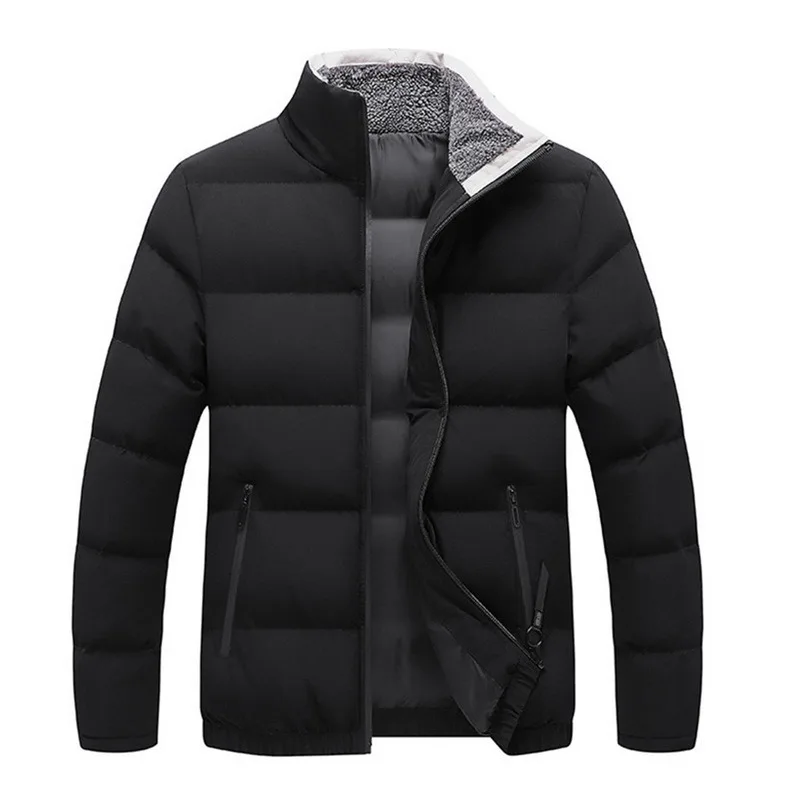 2021 Korean Style Stand Collar Men Ultra Parkas Jacket Winter Clothes Cotton Warm Male Parkas Coats Streetwear Plus Size