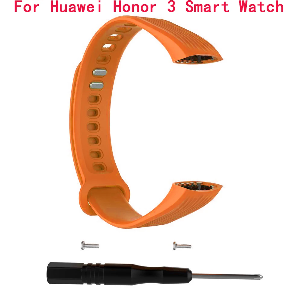 Orange Для huawei Honor 4 ремешок силиконовый браслет ремешок спортивный сменный водонепроницаемый браслет с инструментом для huawei Honor 3 умные часы - Цвет: Orange