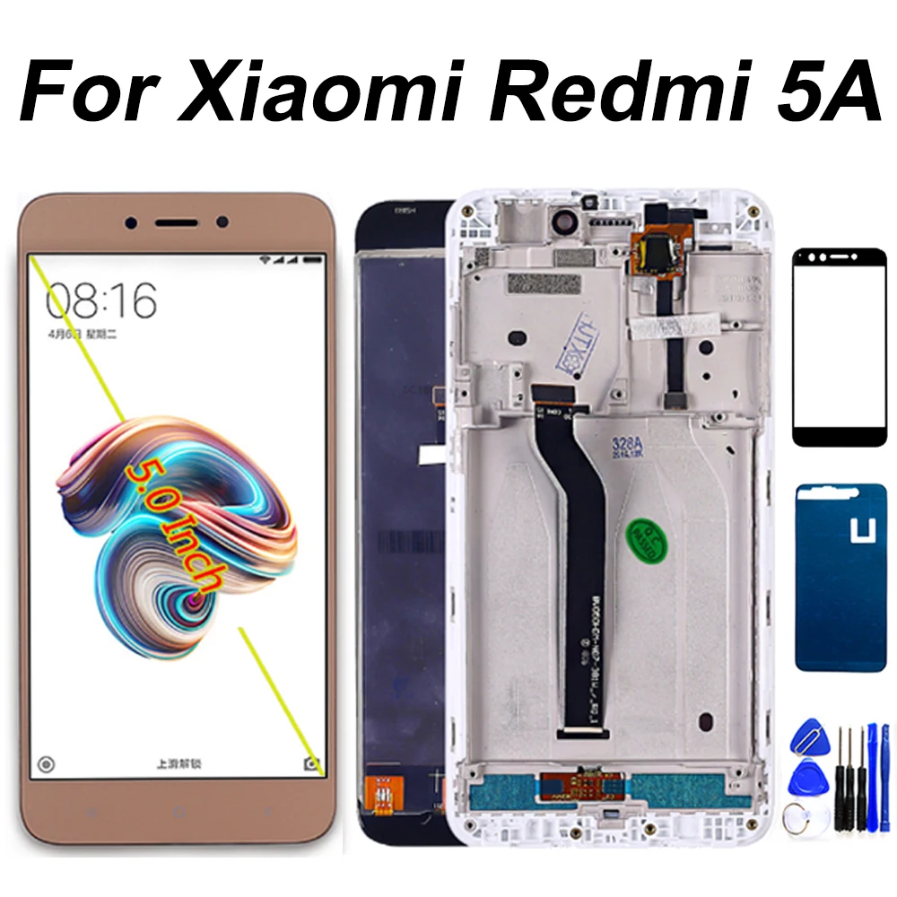 ЖК дисплей для Xiaomi Redmi 5A сенсорный экран дигитайзер датчик в сборе рамка 1280*720