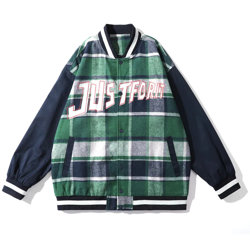 Осенняя Новинка Высококачественная клетчатая бейсбольная куртка для мужчин и