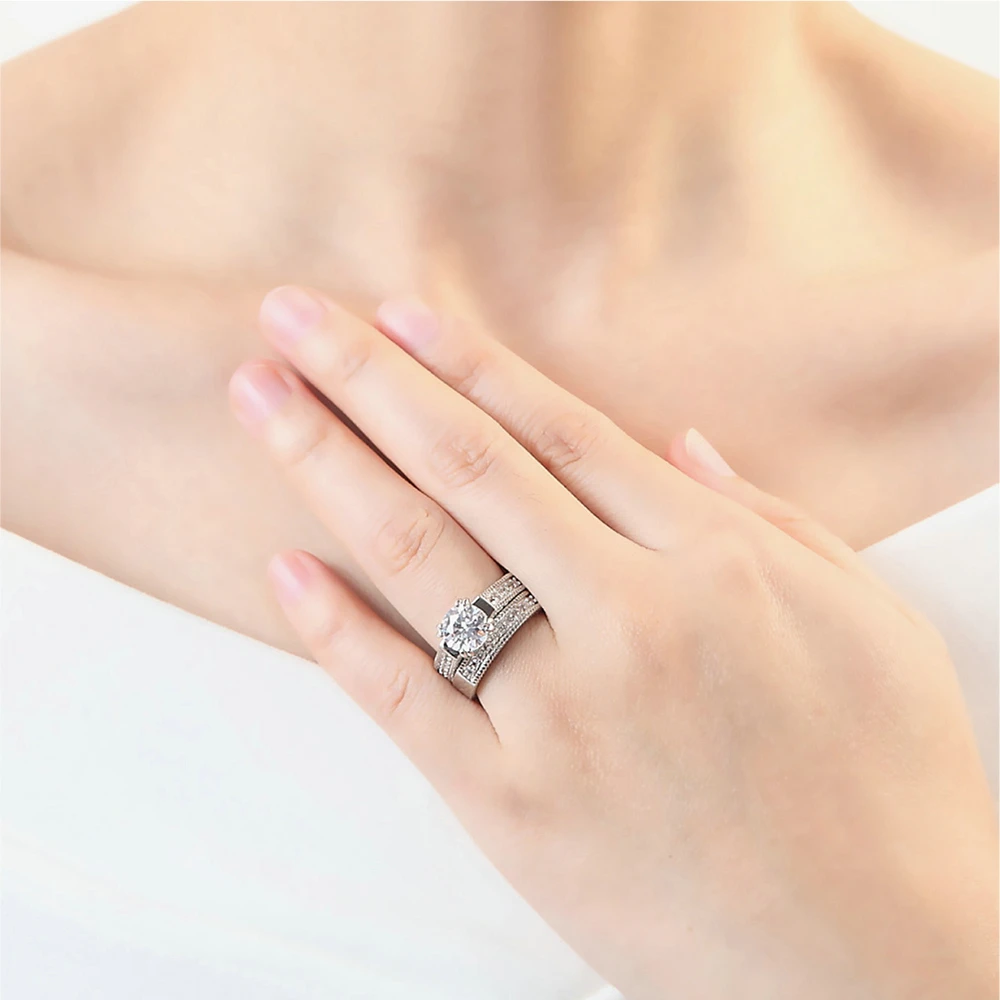 Женское кольцо на палец модное классическое серебряное с фианитом AAA + DWR606|jewelry