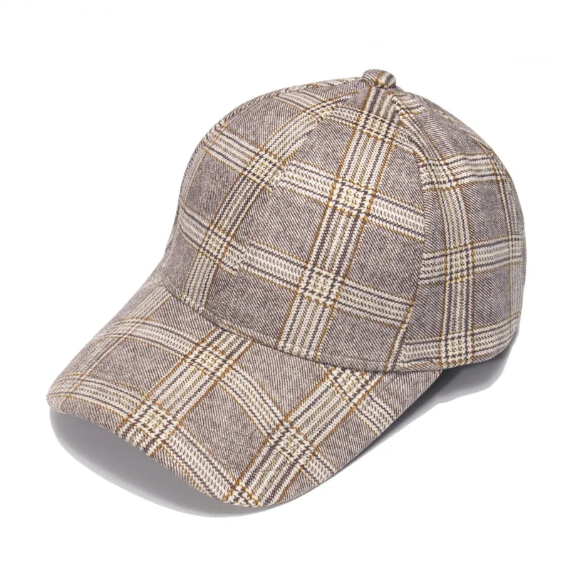 

Winter Men's Baseball Cap Plaid French Lattice Retro Breathable Thin Woolen Cloth Women's Hat Sun Hat Popular Caps For Men