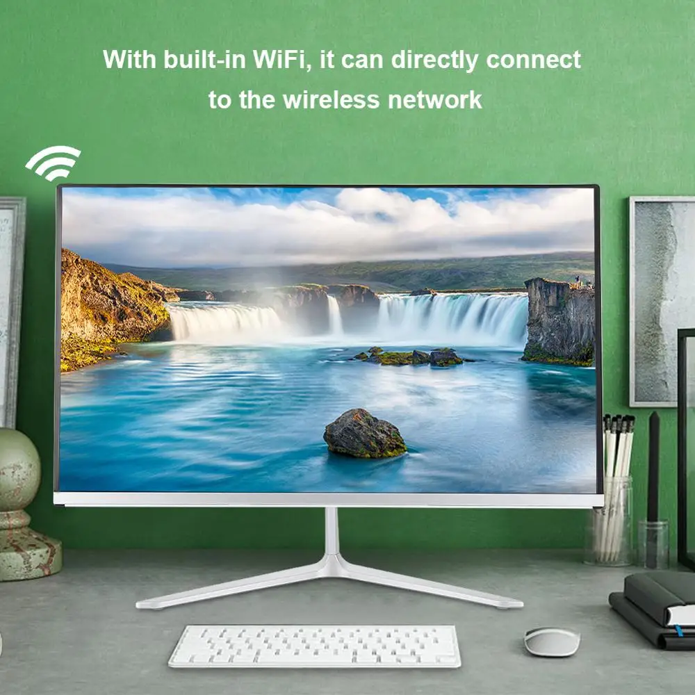 21," все в одном ПК компьютер 4G+ 120G HDMI VGA настольный с I3/I5/I7 cpu интегрированный графический компьютер встроенный WiFi и колонки