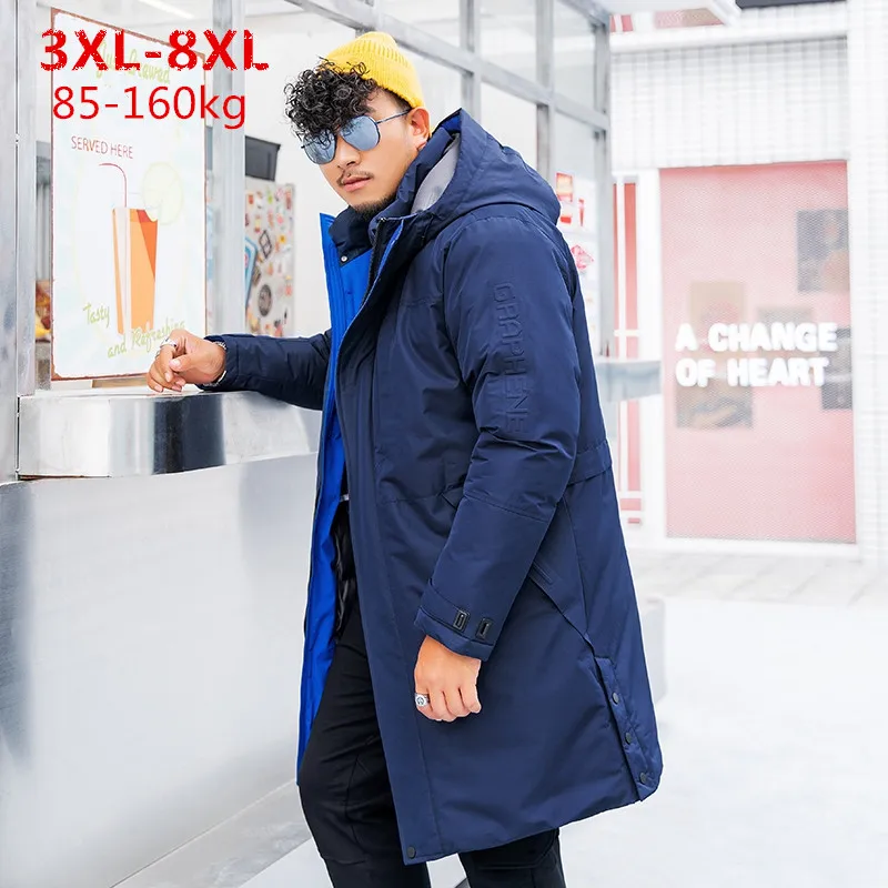 Мужские зимние толстые теплые парки размера плюс 8XL, очень большое длинное пальто для больших и высоких мужчин, ветрозащитная ветровка с капюшоном, куртки